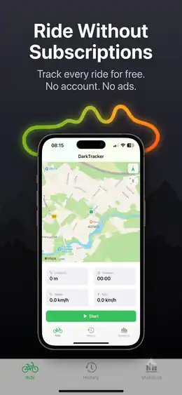 DarkTracker ride tracking screen